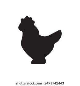 Chicken silhouette flat icon vector illustration, isolated on white background, animal silhouette