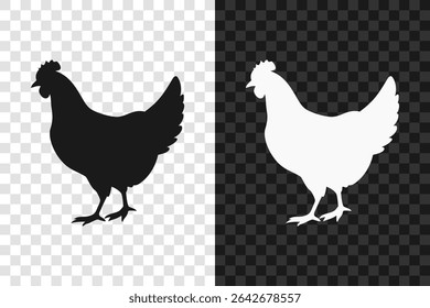 Chicken silhouette icon logo isolated on transparent background. Vector illustration.