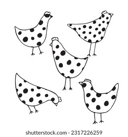 Chicken silhouette isolated on white background. Vector illustration