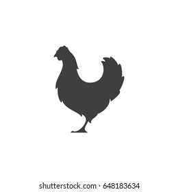 Chicken silhouette isolated on white background vector object in retro style. Can be used for logo or badge. Farm animal.