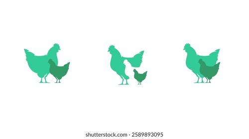chicken silhouette landscape logo icon 