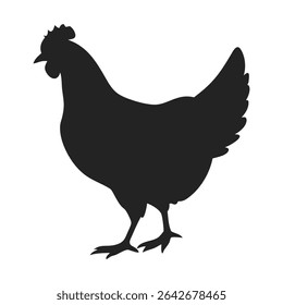 Chicken silhouette logo. Black hen icon isolated on white background. Vector illustration.
