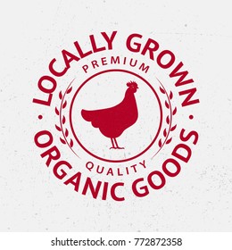 Chicken silhouette logo, label, badge, emblem for groceries, meat stores, butcher shop, farmer market Vector illustration