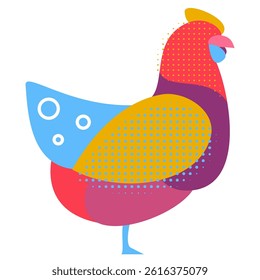 Chicken silhouette in modern fashion pop art style. Colorful creative bird character design. Vivid vector illustration.