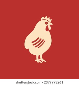 chicken silhouette on a  background. Simple design representing poultry, farming, and nature.