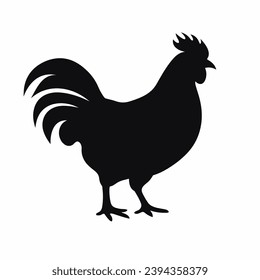 Chicken silhouette. Rooster black icon on white background