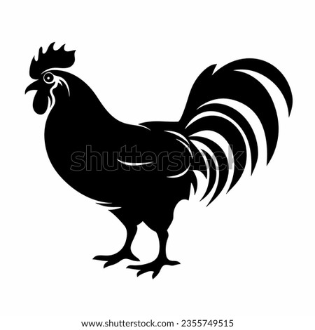 Chicken silhouette. Rooster black icon on white background