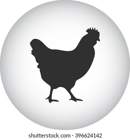 Chicken silhouette  simple icon on round  background