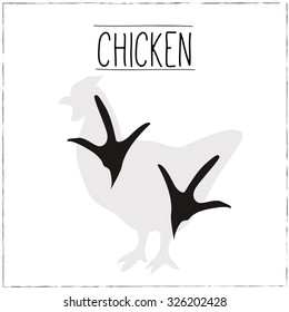 Chicken Silhouette with trails. Vector Illustration.