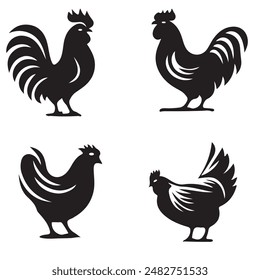 chicken silhouette vector art illustration