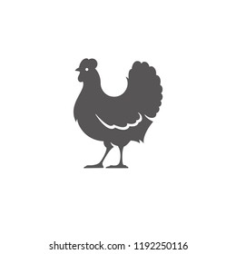 Chicken silhouette vector illustration. Farm bird or butcher shop graphics isolated on white background.