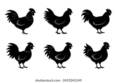 Chicken silhouette vector illustration With on white background svg