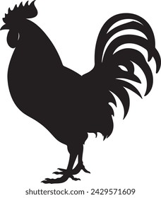 Chicken Silhouette Vector Illustration White Background