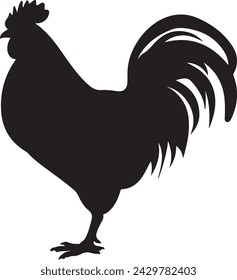 Chicken Silhouette Vector Illustration White Background