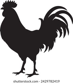 Chicken Silhouette Vector Illustration White Background