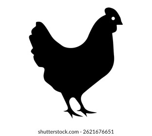Chicken Silhouette Vector Isolated on White Background