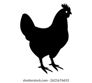 Vetor de Silhueta de Frango Isolado no Fundo Branco