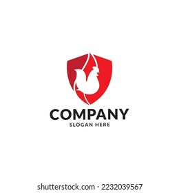 chicken silhouette vector logo design template.