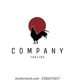 chicken silhouette vector logo design. isolated white background side view with beautiful twilight. best for logo, badge, emblem, icon, sticker design. available in eps 10