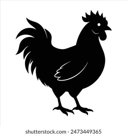 Chicken silhouette of vector on white backgroun