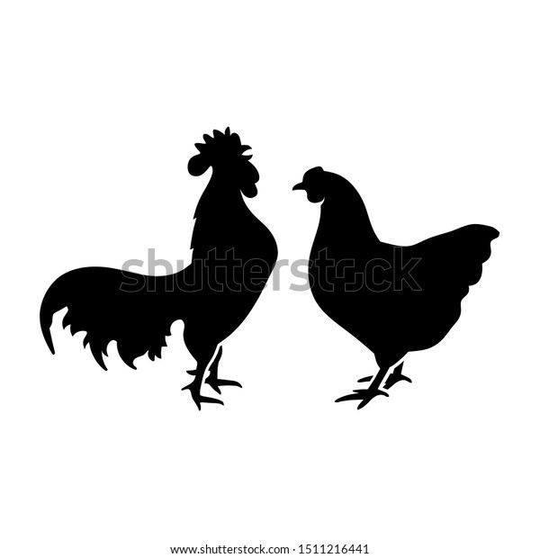 Chicken Silhouettes Isolated On White Vector Stock Vector Royalty Free 1511216441 Shutterstock 