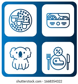 Hähnchenschlichte Symbole gesetzt. Enthält Symbole wie Hühnerflügel, Salad, Koala, Restaurant, kann für Web, Handy und Logo verwendet werden