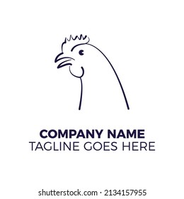 chicken simple logo design icon vector illustration line. Image can be used for packaging design, restaurant menus, market design, butcher shops and chicken farm. Vector illustration.