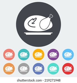 Chicken. Single flat icon on the circle. Vector illustration.