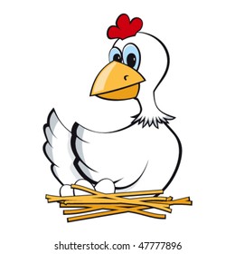 chicken sitting on a jack with eggs