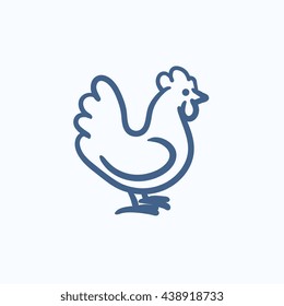 Chicken sketch icon for web, mobile and infographics. Hand drawn chicken icon. Chicken vector icon. Chicken icon isolated on white background.
