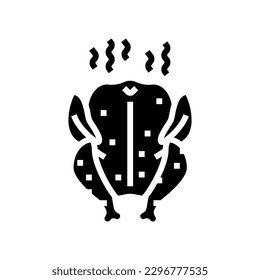 chicken smoked glyph icon vector. chicken smoked sign. isolated symbol illustration