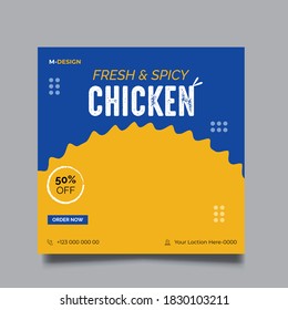 Plantilla de publicación en medios sociales de pollo