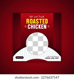 Chicken social media post template design and food banner template