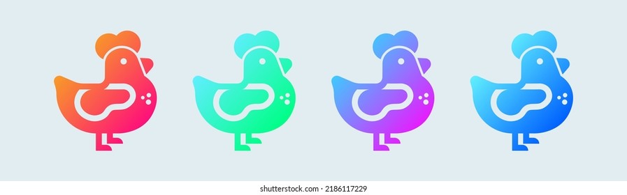 Chicken solid icon in gradient colors. Hen signs vector illustrtaion.