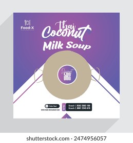 Chicken Soup and  Asian food, social media template
