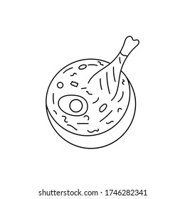 Chicken soup, a bowl. Vector illustration.