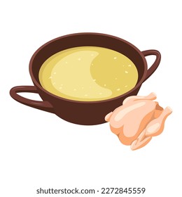 Chicken soup or broth. Vector illustration on a white background.