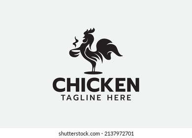 chicken soup and cafe logo with a rooster holding a bowl.