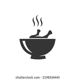 Chicken soup icon in a bowl vector design illustration