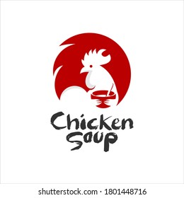 Chicken Soup Logo Design Food Vector, Flat Illustration Brand Mascot Idea