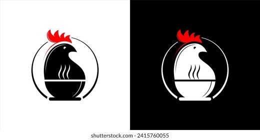 Chicken soup logo vector black, red and white