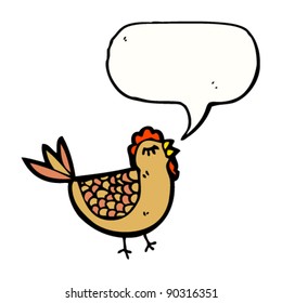 caricatura de pollo con burbuja de palabras