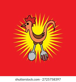Chicken with Spoon and Fork Logo