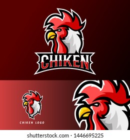 Chicken sport or esport gaming mascot logo template, for your team, business, and personal branding