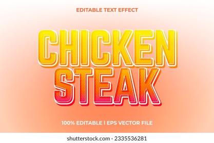 Chicken steak 3d editable text effect, template with 3d style use for logo and business brand