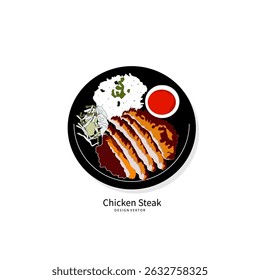 Chicken steak vector illustration with simple and attractive design.