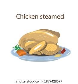 Chicken steamed food dish vector