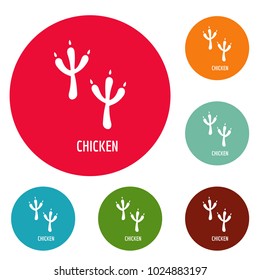 Chicken step icons circle set vector isolated on white background