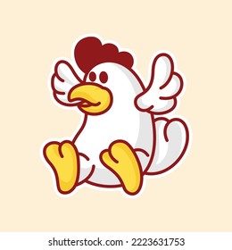Ilustración vectorial de diseño de pegatinas de pollo