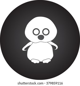 Chicken stuffed plush toy simple icon on colorful round background
